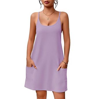 Ekouaer Nightgowns Sleeveless Sleepwear Adjustable Spaghetti Strap Sleepshirt Cotton Nightdress