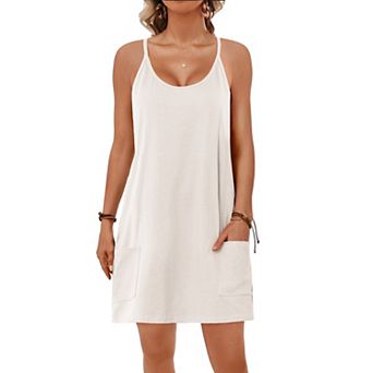 Ekouaer Nightgowns Sleeveless Sleepwear Adjustable Spaghetti Strap Sleepshirt Cotton Nightdress