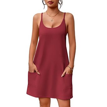 Ekouaer Nightgowns Sleeveless Sleepwear Adjustable Spaghetti Strap Sleepshirt Cotton Nightdress