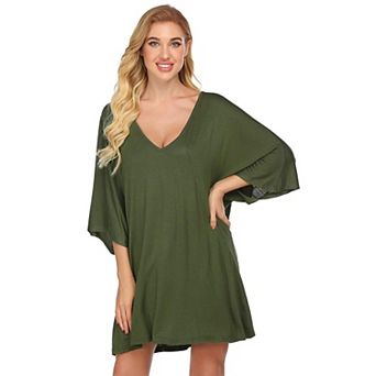 Ekouaer Womens Sleepshirt Nightgown Batwing Nightshirt Oversized Sleepwear
