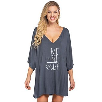 Ekouaer Womens Sleepshirt Nightgown Batwing Nightshirt Oversized Sleepwear