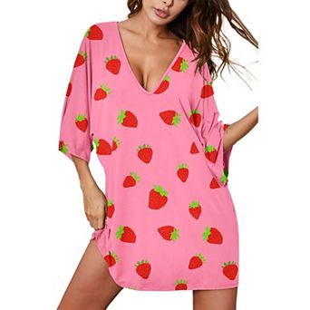 Ekouaer Womens Sleepshirt Nightgown Batwing Nightshirt Oversized Sleepwear