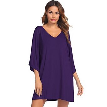 Ekouaer Womens Sleepshirt Nightgown Batwing Nightshirt Oversized Sleepwear