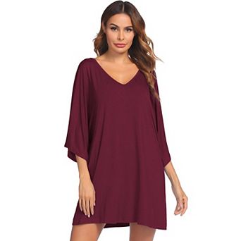 Ekouaer Womens Sleepshirt Nightgown Batwing Nightshirt Oversized Sleepwear