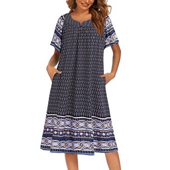 Ekouaer Womens House Dresses with Pockets Pleated Mumu Dress Cooling
