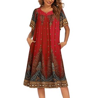Ekouaer Womens House Dresses with Pockets Pleated Mumu Dress Cooling
