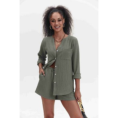Ekouaer Vacation Outfits for Women Lounge Sets Two Piece Loungewear Everyday Maching and Drawstring