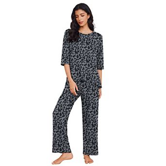 Ekouaer Women's Comfy Pajama Set with Three Quarter Sleeve Top
