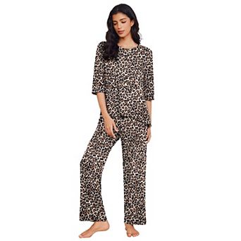 Ekouaer Three Quarter Sleeve Pajamas for Women Set Two Pieces Lounge Sets Comfy Pj Loungewear