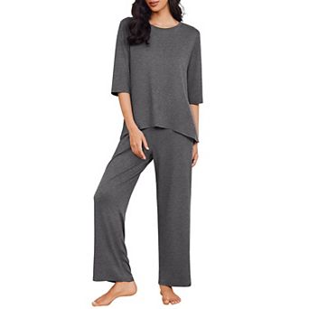 Ekouaer Three Quarter Sleeve Pajamas for Women Set Two Pieces Lounge Sets Comfy Pj Loungewear
