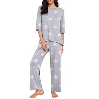 Ekouaer Women's Comfy Pajama Set with Three Quarter Sleeve Top