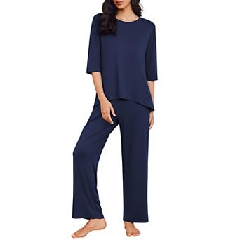 Ekouaer Women's Comfy Pajama Set with Three Quarter Sleeve Top