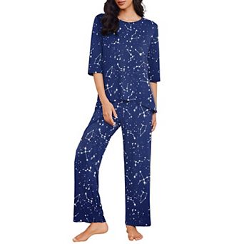 Ekouaer Women's Comfy Pajama Set with Three Quarter Sleeve Top