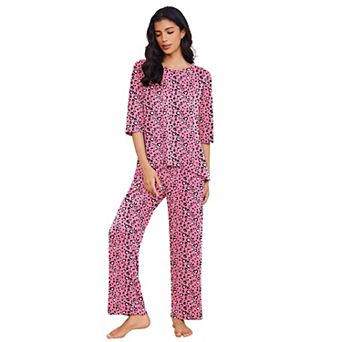 Ekouaer Women's Comfy Pajama Set with Three Quarter Sleeve Top