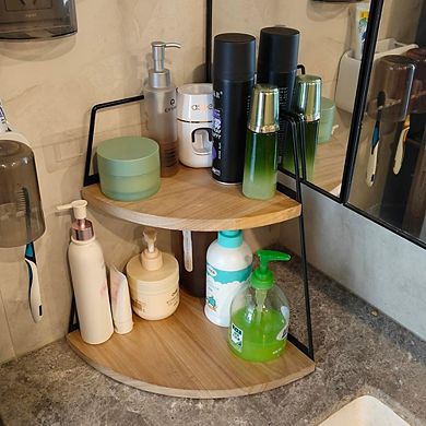 2-Tier Wooden Counter Organizer, Bathroom & Vanity Storage Shelf