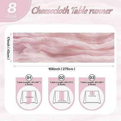 Cheesecloth Table Runners Semi-Sheer Boho Fabric for Wedding & Party Decor