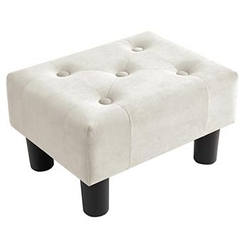 Small Velvet Foot Stool Ottoman Rectangle Footrest for Couch Living Room Entryway Black