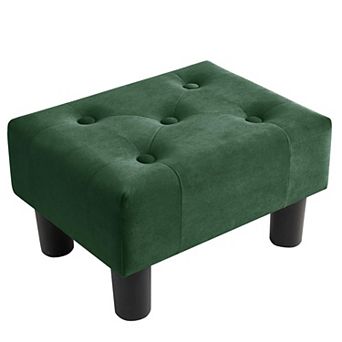 Small Velvet Foot Stool Ottoman Rectangle Footrest for Couch Living Room Entryway Black