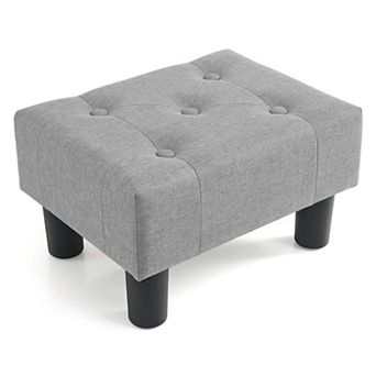 Small Velvet Foot Stool Ottoman Rectangle Footrest for Couch Living Room Entryway Black