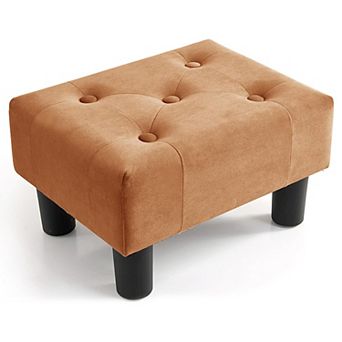 Small Velvet Foot Stool Ottoman Rectangle Footrest for Couch Living Room Entryway Black