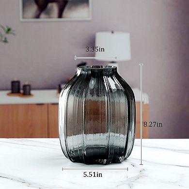 Glass Vase 8" Striped Design Home Decor Centerpiece