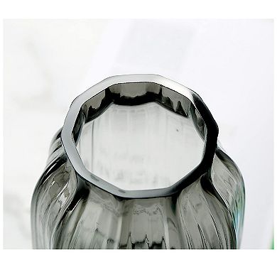 Glass Vase 8" Striped Design Home Decor Centerpiece