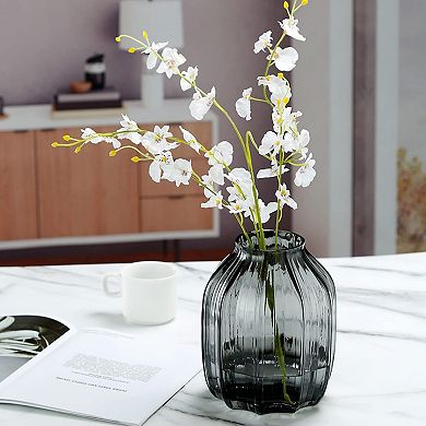 Glass Vase 8" Striped Design Home Decor Centerpiece