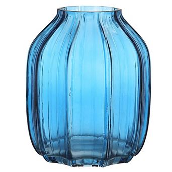Glass Vase 8" Striped Design Home Decor Centerpiece