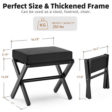 Foldable Footrest Small X-shaped Legs Portable Soft Foam Cushion