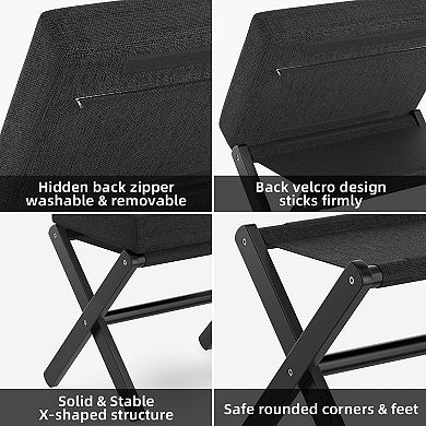 Foldable Footrest Small X-shaped Legs Portable Soft Foam Cushion