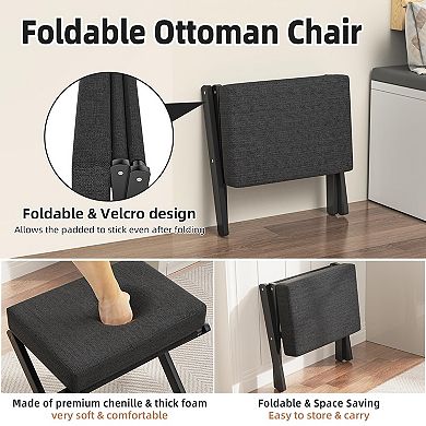 Foldable Footrest Small X-shaped Legs Portable Soft Foam Cushion