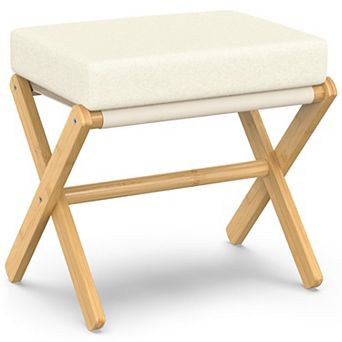 Foldable Footrest Small X-shaped Legs Portable Soft Foam Cushion