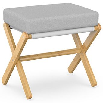 Foldable Footrest Small X-shaped Legs Portable Soft Foam Cushion