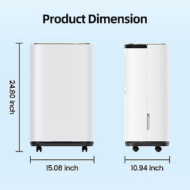 50 pt. 4500 sq.ft. Portable Dehumidifier in White, with Bucket, Drain Hose, 24H Timer, Child Lock