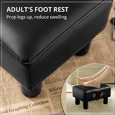 Small footstool with handle, leather, storage