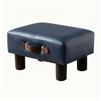 Small footstool with handle, leather, storage