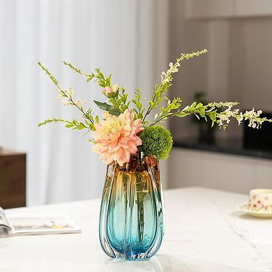 Hand Blown Glass Vase Wide Mouth Modern Art Deco Home Office Wedding Decor