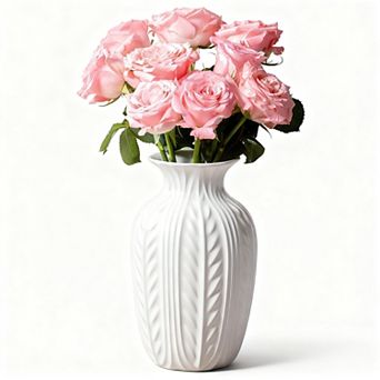 Matte Ceramic Vase 10 Inch Wheat Ear Texture Modern Large Flower Vase Home Decor