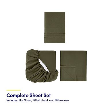 Sweet Home Collection Essentials Ultra-Soft Double Brushed Microfiber Bed Sheet Set, 4-Piece