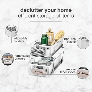 2-Tier Under Sink Pull-Out Organizer with Adjustable Dividers, Sliding Baskets