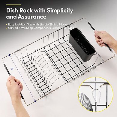 Sweet Home Collection 2-Piece Over the Sink Space Saving Dish Drying Rack with Utensil Holder