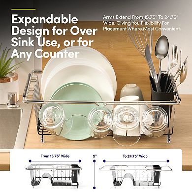 Sweet Home Collection 2-Piece Over the Sink Space Saving Dish Drying Rack with Utensil Holder