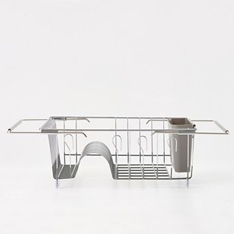Sweet Home Collection 2 pc Over the Sink Space Saving Dish Drying Rack with Utensil Holder