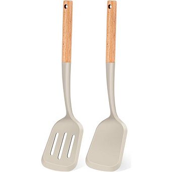 2 pc Silicone Spatula Set Heat-Resistant, Solid & Slotted Turner