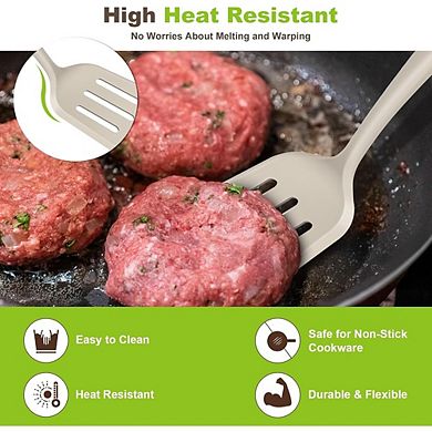 2-Piece Silicone Spatula Set Heat-Resistant, Solid & Slotted Turner