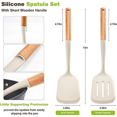 2-Piece Silicone Spatula Set Heat-Resistant, Solid & Slotted Turner