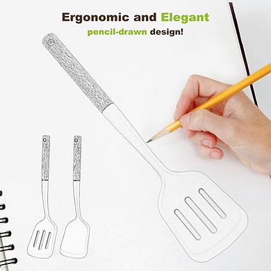2-Piece Silicone Spatula Set Heat-Resistant, Solid & Slotted Turner