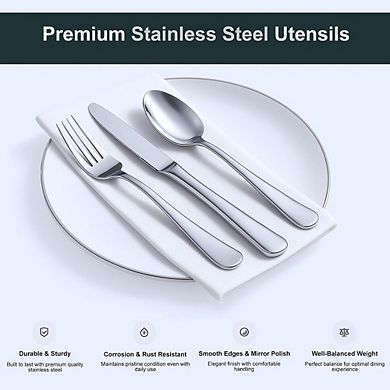 3-Piece Stainless Steel Flatware Set, Rust-Resistant, Dishwasher Safe
