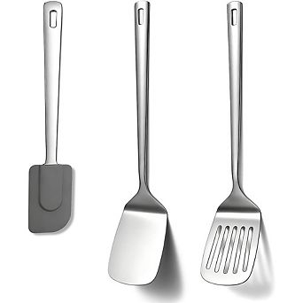 3 pc Stainless Steel Spatula Set, Heat-Resistant, Durable Cooking Utensils