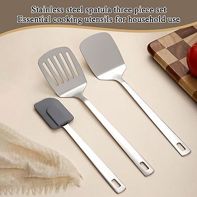 3-Piece Stainless Steel Spatula Set, Heat-Resistant, Durable Cooking Utensils